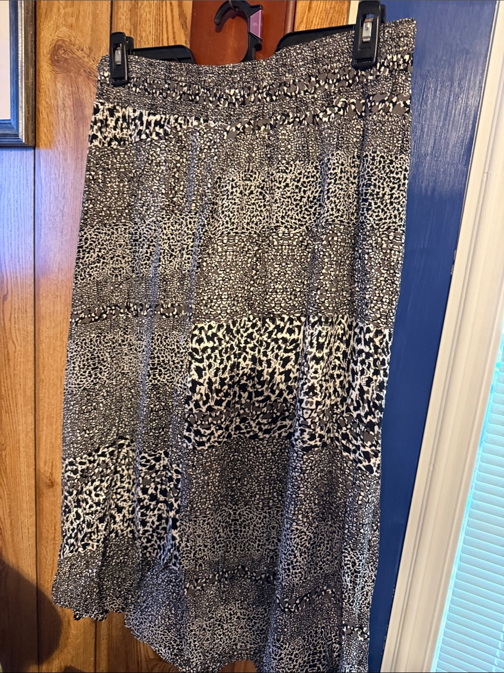 Women’s Black and White Animal Print A-Line Skirt